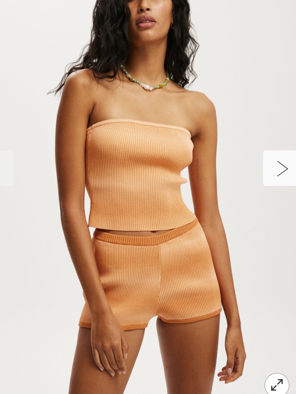 Cotton On Ribbed High Waist Knit Shorts in Tropical Orange